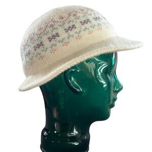 Vintage White Pastel Machine Knit Cloche Hat